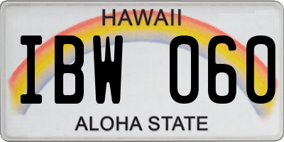 HI license plate IBW060