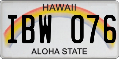HI license plate IBW076