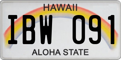 HI license plate IBW091