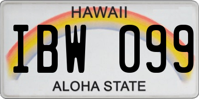 HI license plate IBW099