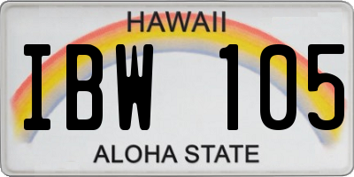 HI license plate IBW105