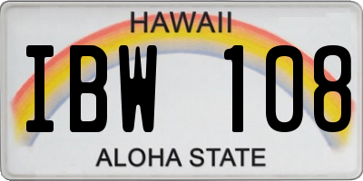HI license plate IBW108
