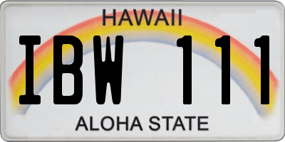 HI license plate IBW111