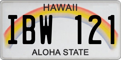HI license plate IBW121