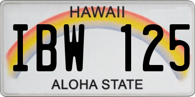 HI license plate IBW125