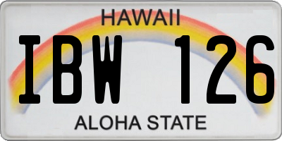 HI license plate IBW126