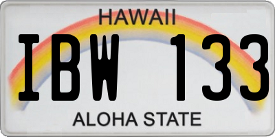 HI license plate IBW133
