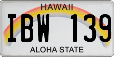 HI license plate IBW139