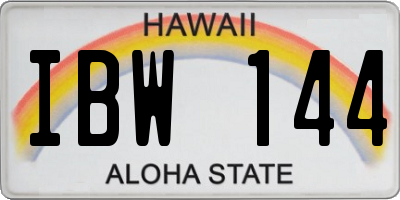 HI license plate IBW144