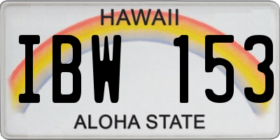 HI license plate IBW153