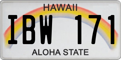 HI license plate IBW171