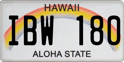 HI license plate IBW180