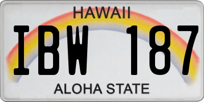 HI license plate IBW187