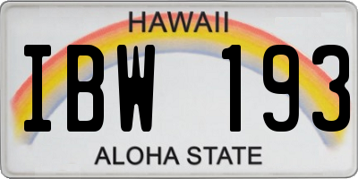 HI license plate IBW193