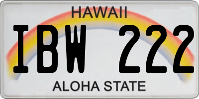 HI license plate IBW222