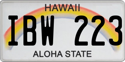 HI license plate IBW223