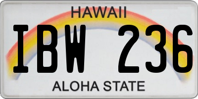 HI license plate IBW236