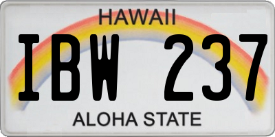 HI license plate IBW237
