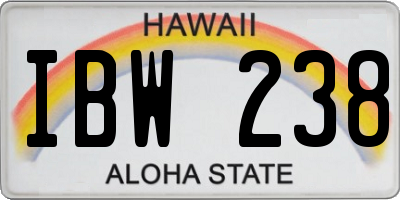 HI license plate IBW238