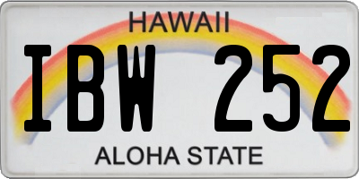 HI license plate IBW252