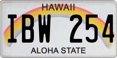 HI license plate IBW254