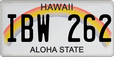 HI license plate IBW262