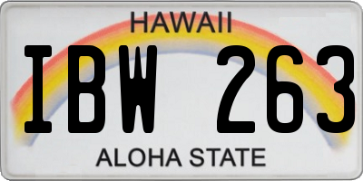 HI license plate IBW263