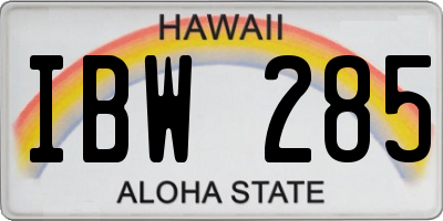 HI license plate IBW285