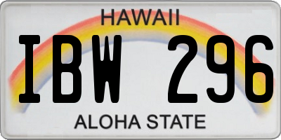 HI license plate IBW296