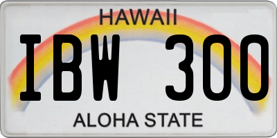 HI license plate IBW300