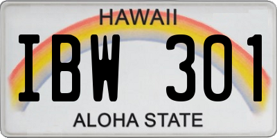 HI license plate IBW301