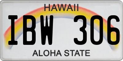 HI license plate IBW306