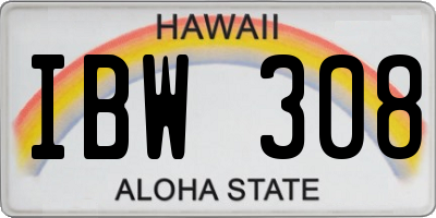 HI license plate IBW308