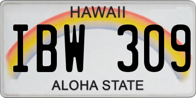 HI license plate IBW309