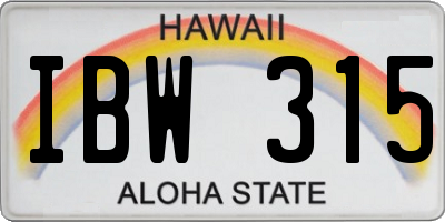 HI license plate IBW315
