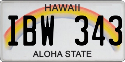 HI license plate IBW343