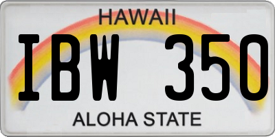 HI license plate IBW350