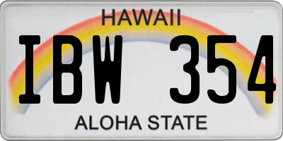 HI license plate IBW354