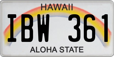 HI license plate IBW361