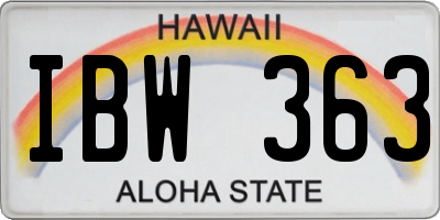 HI license plate IBW363