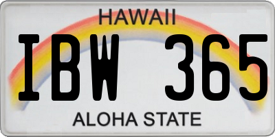 HI license plate IBW365