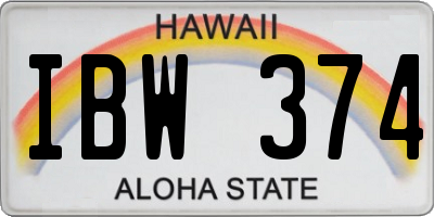 HI license plate IBW374