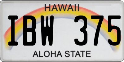 HI license plate IBW375