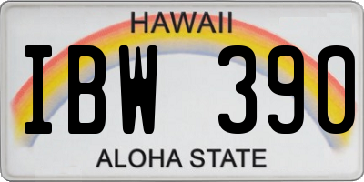 HI license plate IBW390