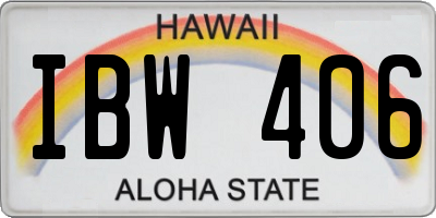 HI license plate IBW406
