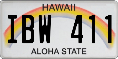 HI license plate IBW411