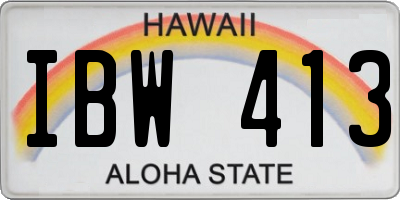 HI license plate IBW413