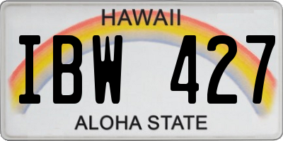 HI license plate IBW427