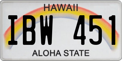 HI license plate IBW451