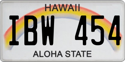 HI license plate IBW454